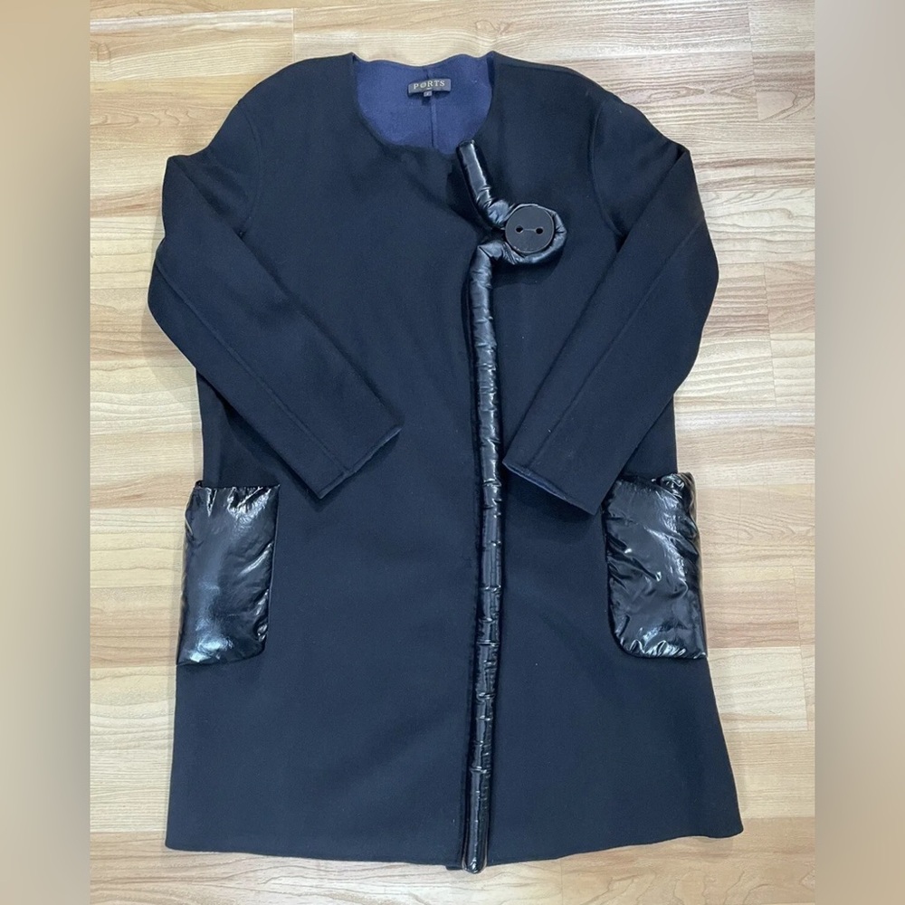 Ports 1961 cashmere wool black navy coat doubleface 2 small medium Cinza Rocca